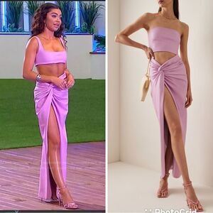 Lapointe Revolve Top Skirt SET Faux Leather Blossom Pink Size 4